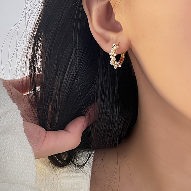 Women's 18K Plated Earrings with Imitation Pearls